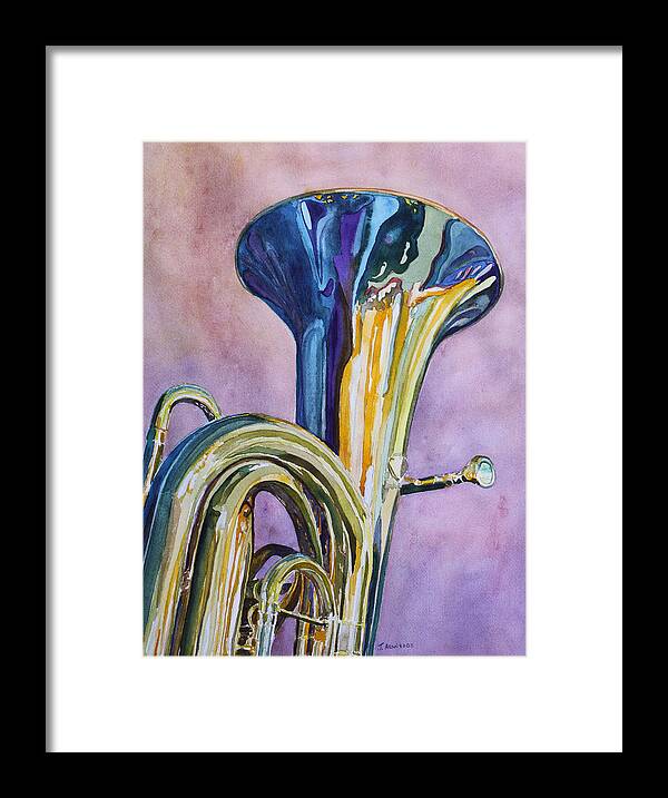 Tuba Framed Print featuring the painting Umpa Rainbow by Jenny Armitage