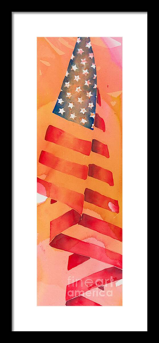 American Flag Framed Print featuring the painting under God by Sandra Neumann Wilderman