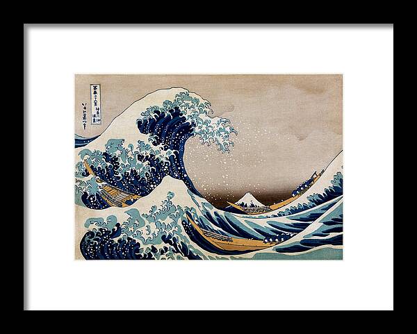 Kanagawa Framed Print featuring the digital art Under the Great Wave Off Kanagawa by Georgia Fowler