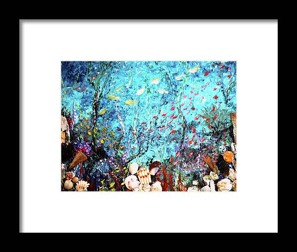 Underwater Painting Undersea Painting Framed Print featuring the painting Under The Sea by Karin Dawn Kelshall- Best