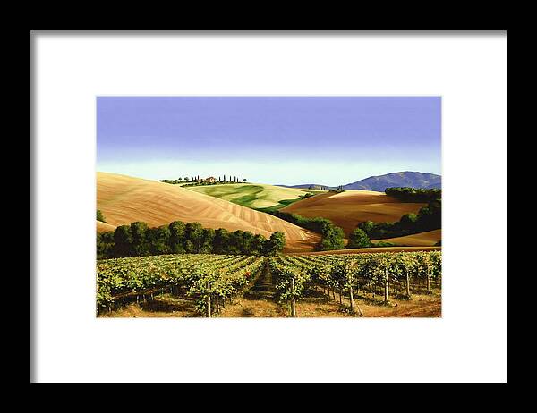 Tuscan Landscape Framed Print featuring the painting Under the Tuscan Sky by Michael Swanson