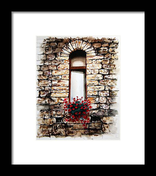 Italian Window Box Framed Print featuring the painting Under the Tuscan Sun by Maria Barry