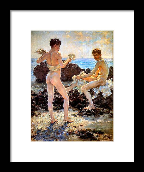 Henry Scott Tuke Framed Print featuring the painting Under the Western Sun by Henry Scott Tuke