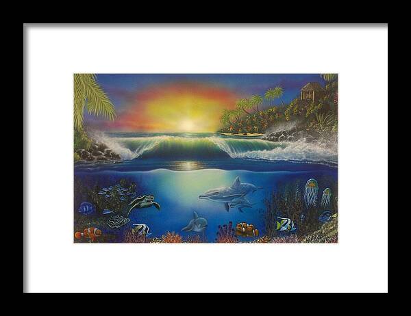 Tropical Scene Framed Print featuring the painting Underwater Paradise by Darren Robinson