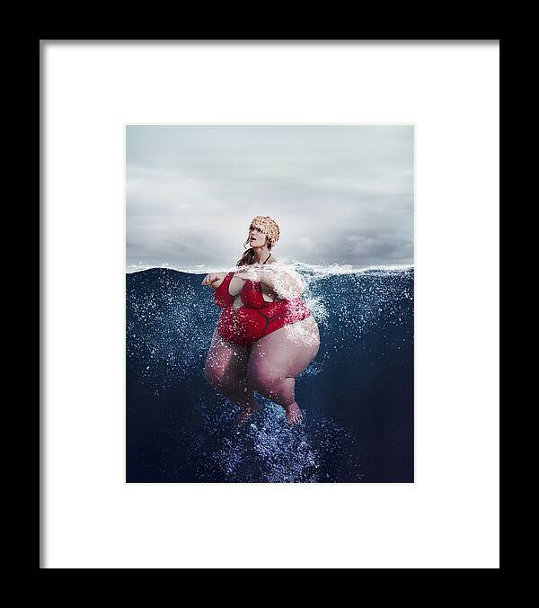 Underwater Framed Print featuring the photograph Underwater review of overweight woman swimming by Donald Iain Smith