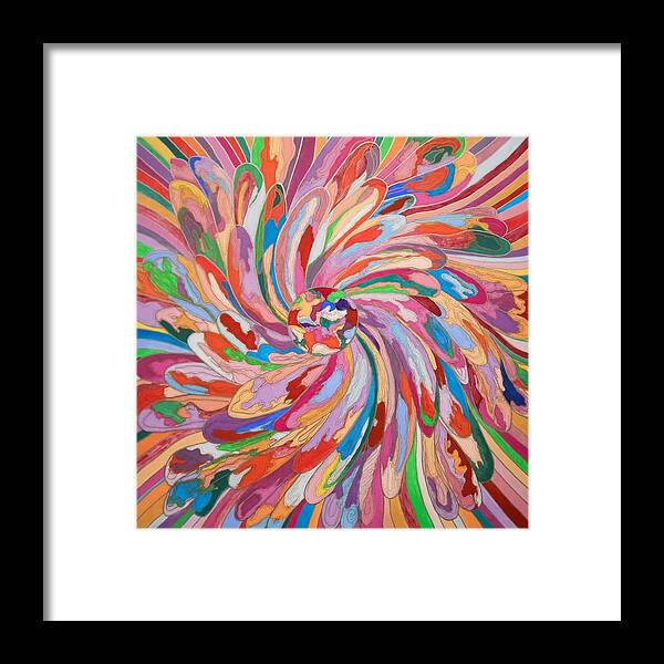 Abstract Framed Print featuring the painting Unfolding Melody by Mtnwoman Silver