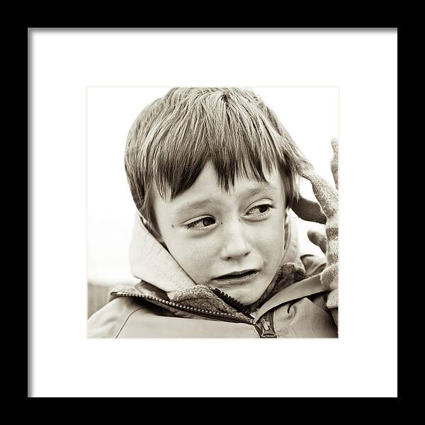 Abandoned Framed Print featuring the photograph Unhappy boy by Tom Gowanlock