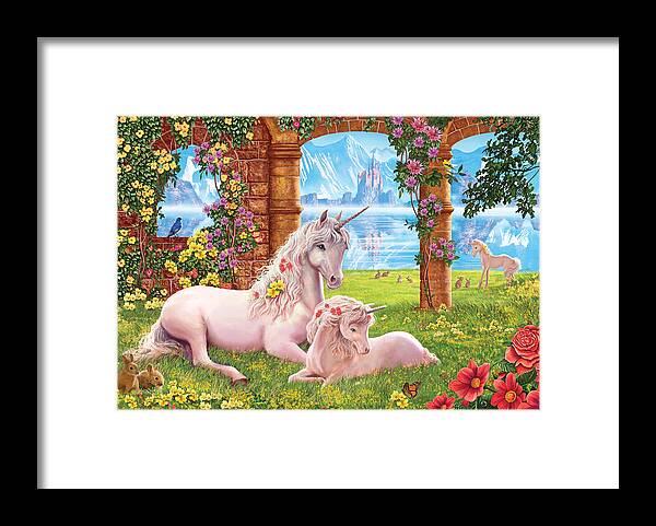 Steve Crisp Framed Print featuring the photograph Unicorn Mother and foal by MGL Meiklejohn Graphics Licensing