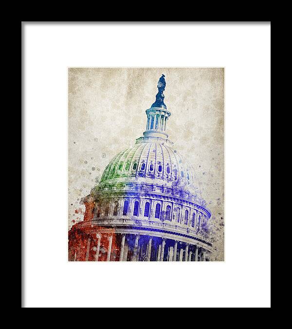 United States Capitol Dome Framed Print featuring the digital art United States Capitol Dome by Aged Pixel