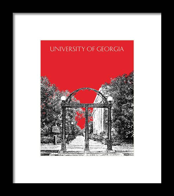 University Framed Print featuring the digital art University of Georgia - Georgia Arch - Red by DB Artist
