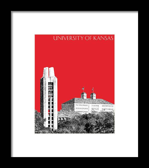 University Framed Print featuring the digital art University of Kansas - Red by DB Artist