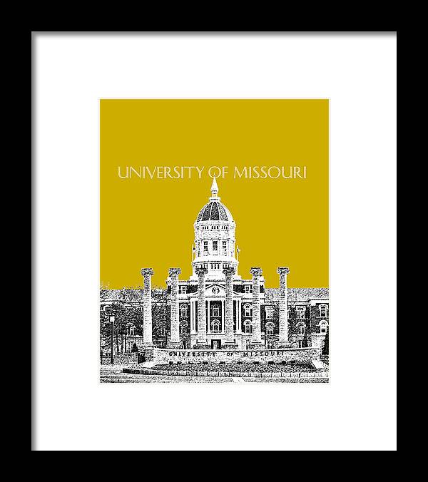 University Framed Print featuring the digital art University of Missouri - Gold by DB Artist