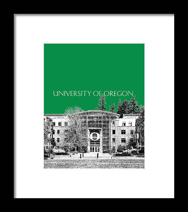 University Framed Print featuring the digital art University of Oregon - Forest Green by DB Artist