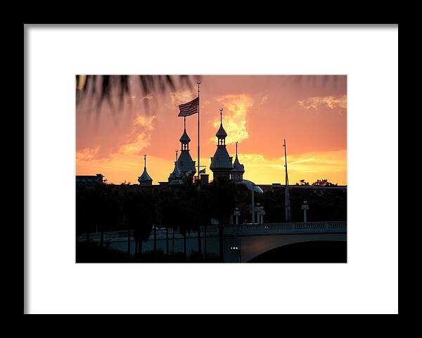 University Framed Print featuring the photograph University of Tampa Minerets at Sunset by John Black