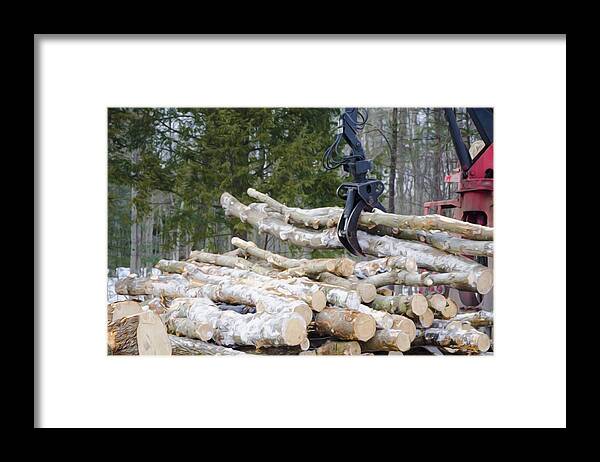 Autumn Framed Print featuring the painting Unloading firewood 4 by Jeelan Clark