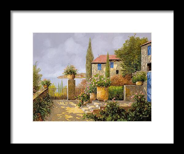 Terrace Framed Print featuring the painting Uno Sguardo Sul Mare by Guido Borelli