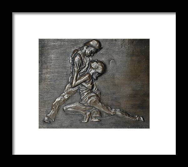 Relief Sculpture Framed Print featuring the sculpture Uno...Dos by Eduardo Gomez