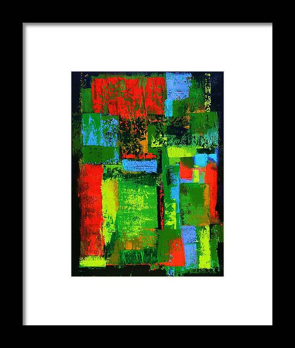 Abstract Framed Print featuring the painting Untitled Green by Elizabeth Bogard