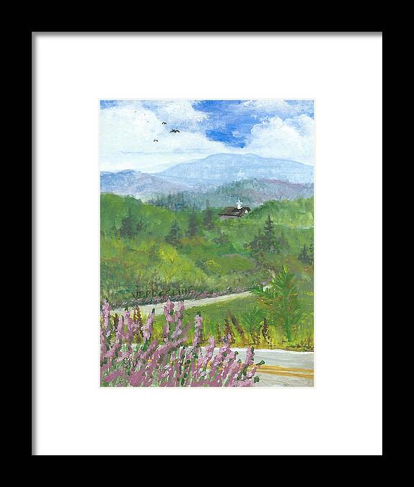Sky Framed Print featuring the painting Up in the Mountains by Christina Verdgeline