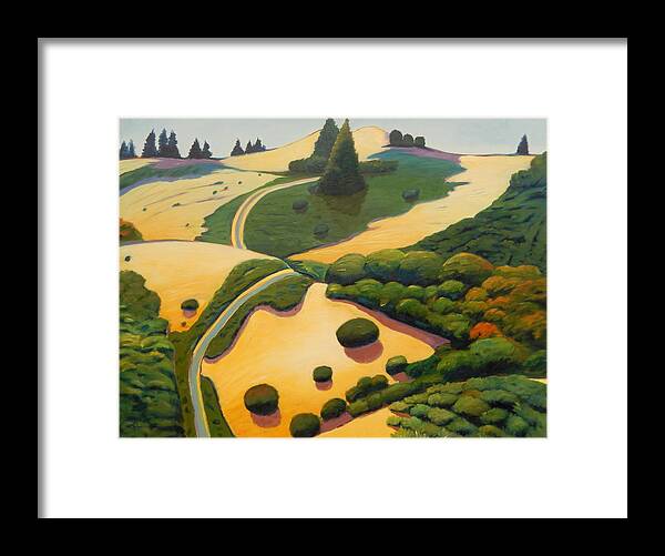 California Framed Print featuring the painting Uphill. by Gary Coleman