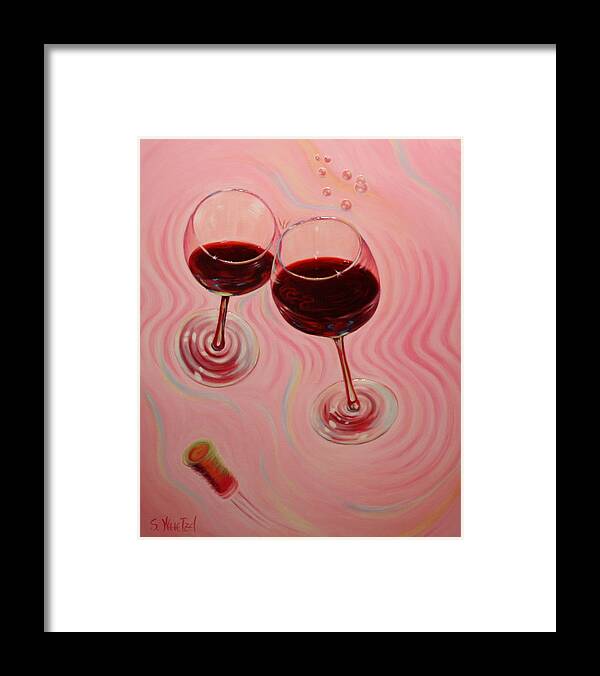 Flying Wine Cork Framed Print featuring the painting Uplifting Spirits II by Sandi Whetzel