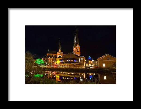 Uppsala Framed Print featuring the photograph Uppsala by night by Torbjorn Swenelius