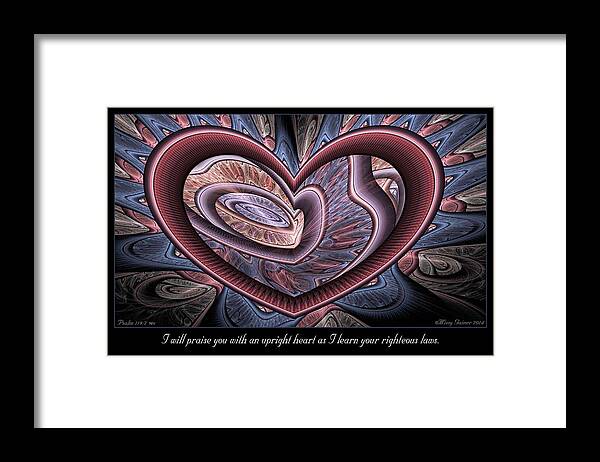 Fractal Framed Print featuring the digital art Upright Heart by Missy Gainer