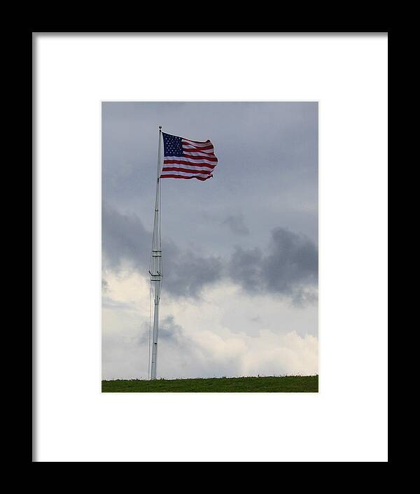 Flag Framed Print featuring the photograph US Flag at Fort Macon 2 by Cathy Lindsey