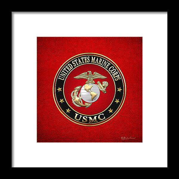 'military Insignia & Heraldry 3d' Collection By Serge Averbukh Framed Print featuring the digital art U. S. Marine Corps - U S M C Emblem Special Edition by Serge Averbukh