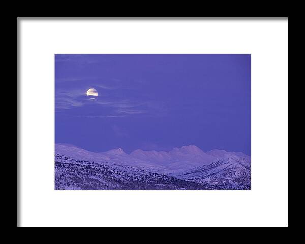 Alaska Framed Print featuring the photograph USA, Alaska, Alaska Range, Full Moon by Gerry Reynolds