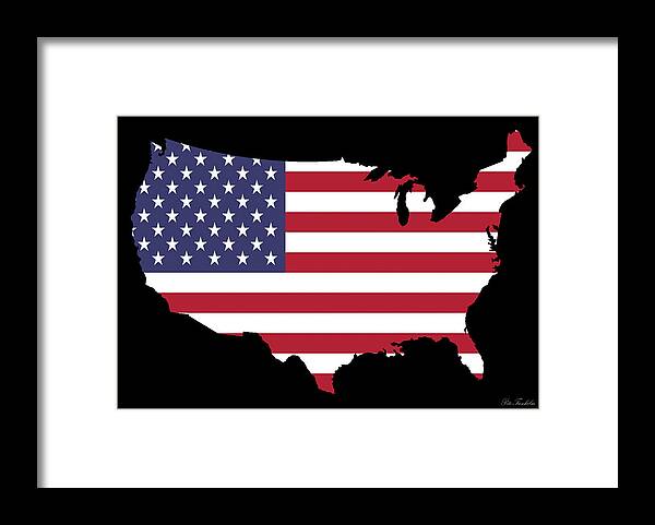 Map Framed Print featuring the photograph USA and Flag by Pete Trenholm