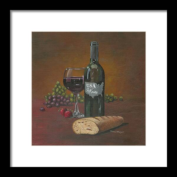Wine Themed Painting Framed Print featuring the painting USA Wine by Terri Meyer