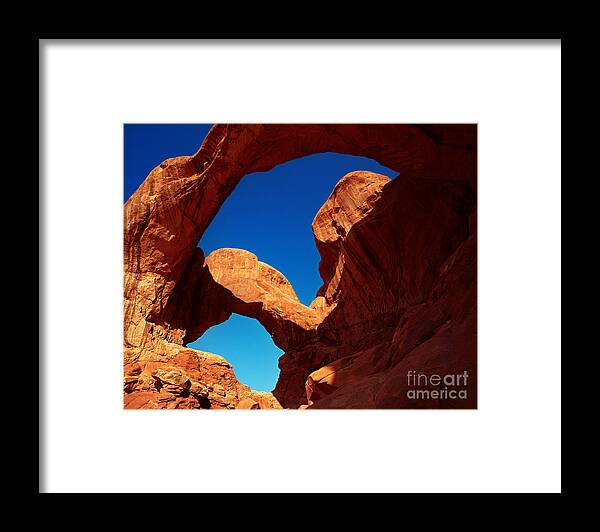 Double Arch Framed Print featuring the photograph Utah - Double Arch by Terry Elniski