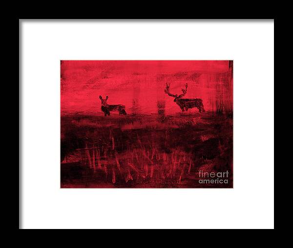 Mule Framed Print featuring the painting Utah Mule Deer Rut 4 by Richard W Linford