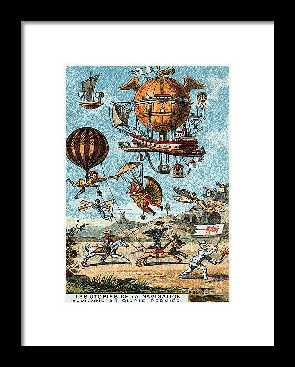 Technology Framed Print featuring the photograph Utopian Flying Machines 19th Century by Science Source