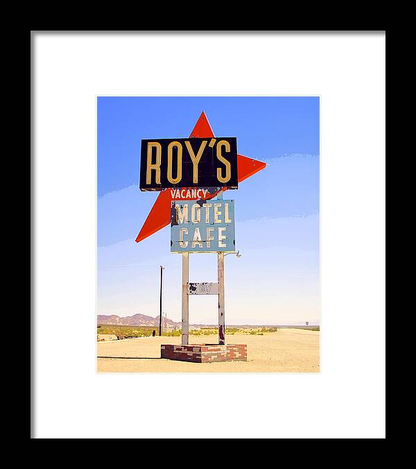 Roy's Framed Print featuring the photograph COLOR OF VACANCY Route 66 Amboy CA by William Dey