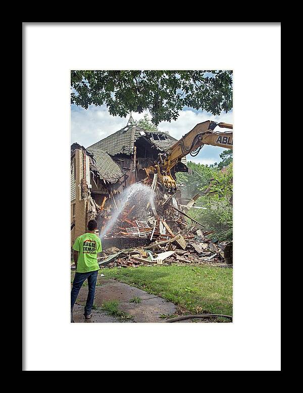 People Framed Print featuring the photograph Vacant Home Demolition by Jim West