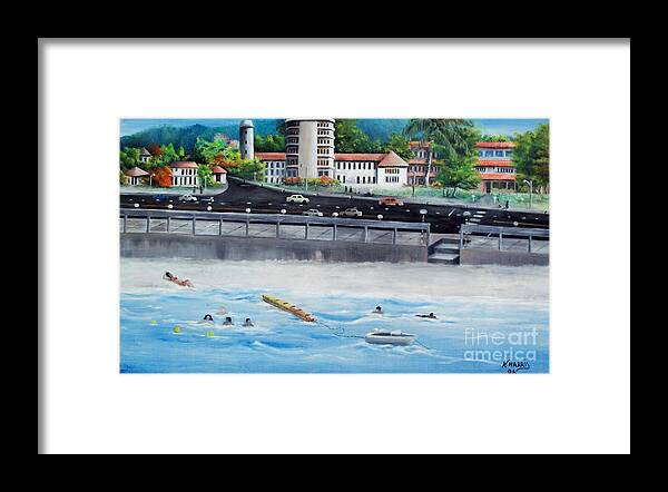 Water Framed Print featuring the painting Vacation in the Caribbean by Kenneth Harris