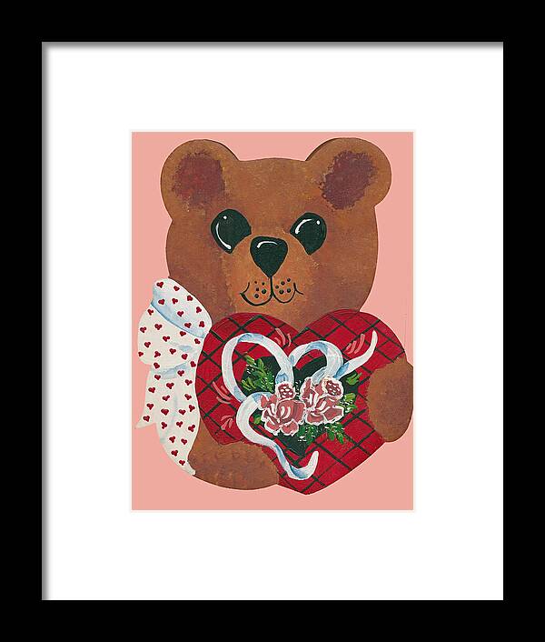 Valentine Framed Print featuring the painting Valentine Hug by Barbara McDevitt