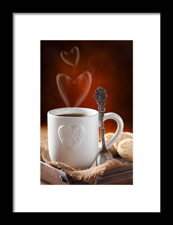 Coffee Framed Print featuring the photograph Valentine's Day Coffee by Amanda Elwell