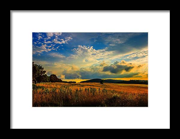Nature Framed Print featuring the photograph Valley Forge Sunset by Louis Dallara