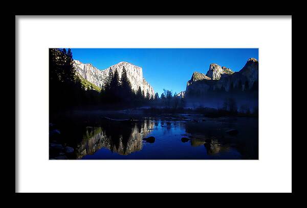 Blue Sky Framed Print featuring the photograph Valley View Yosemite National Park Waterscape by Scott McGuire