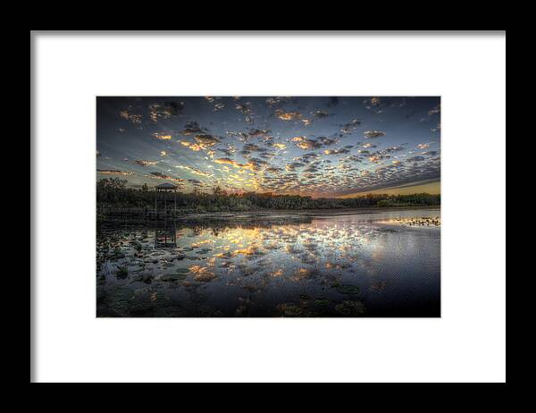 Vanilla Framed Print featuring the photograph Vanilla Sky   Sunset at White Lake in Cullinan Park Houston Texas by Micah Goff
