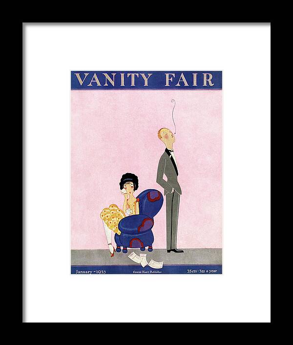 Illustration Framed Print featuring the photograph Vanity Fair Cover Featuring A Man Smoking by A. H. Fish