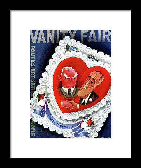 Illustration Framed Print featuring the photograph Vanity Fair Cover Featuring A Valentine by Miguel Covarrubias