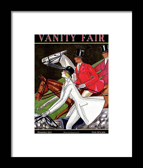 Illustration Framed Print featuring the photograph Vanity Fair Cover Featuring Two Men And A Woman by Joseph B. Platt