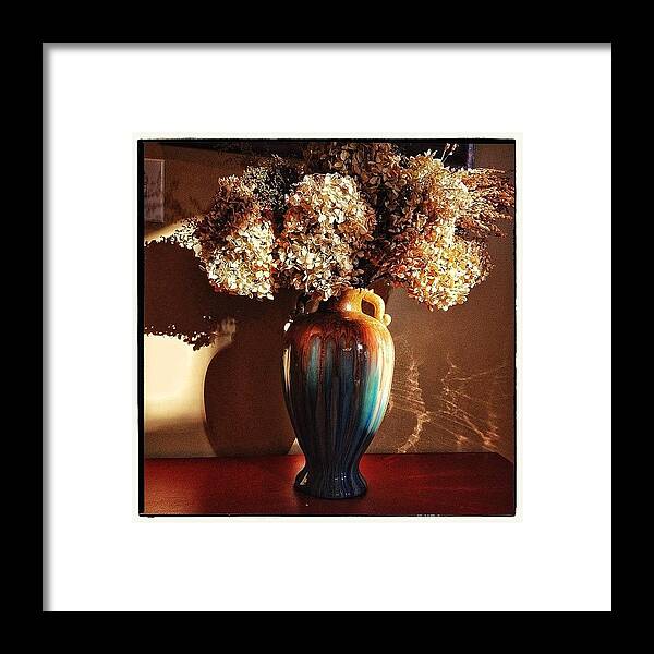Mobilephotography Framed Print featuring the photograph Vase And Flowers Still Life by Paul Cutright