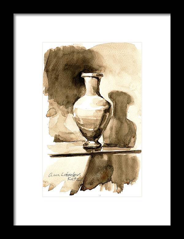 Vase Framed Print featuring the painting Vase by Anna Lobovikov-Katz