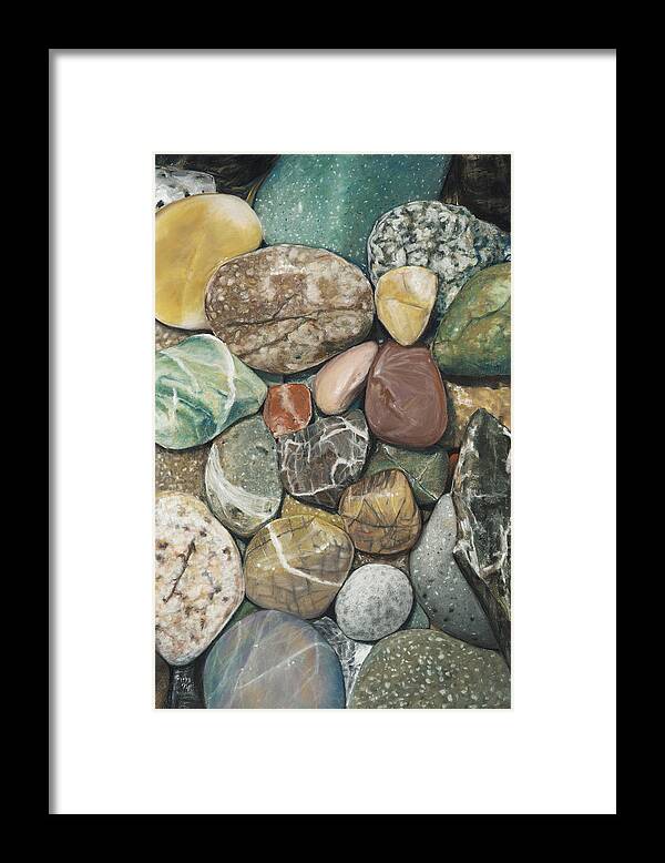 Birdseye Art Studio Framed Print featuring the painting Vashon Island Beach Rocks by Nick Payne