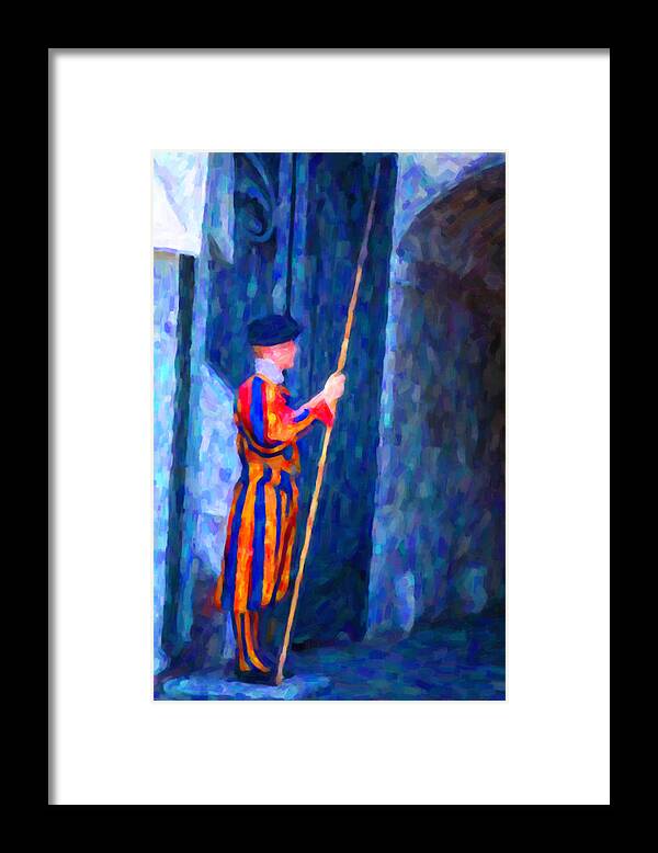 Vatican Framed Print featuring the painting Vatican Swiss Guard by Hakon Soreide